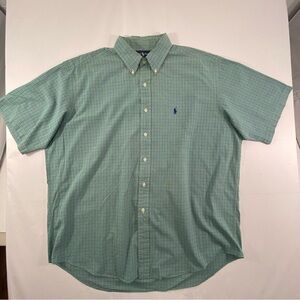 Ralph Lauren Men's Green Plaid Button-Down Short  Sleeve Shirt Size XL